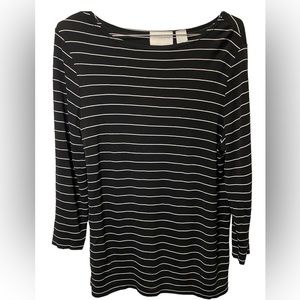Liz Claiborne-Liz & Co Black & White Stripe Stretchy Top